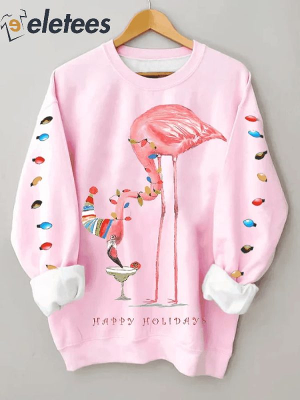 Women’s Pink Merry Flamingo Fun Sweatshirt