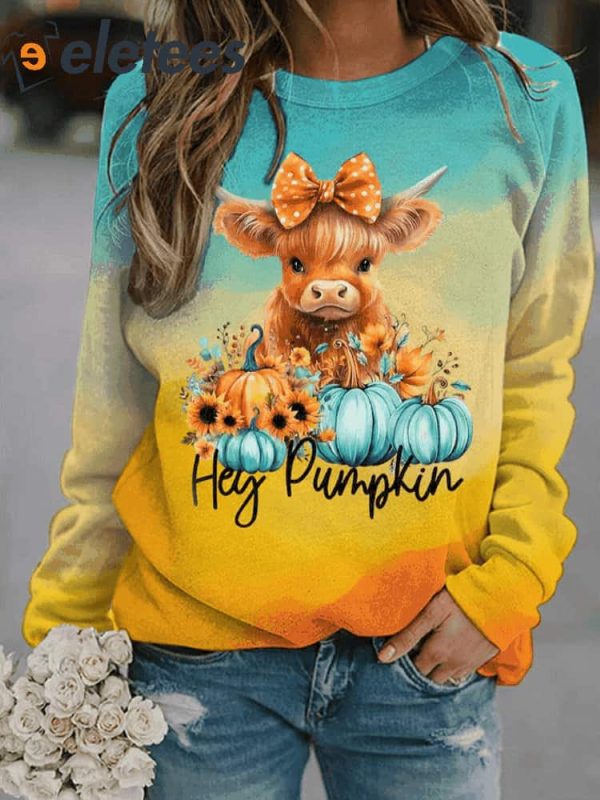 Women’s Pumpkin Cow Print Sweatshirt