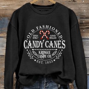 Women’s Retro Christmas Kringle Candy Co. Candy Cane Sweatshirt