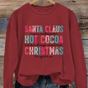 Womens Santa Claus Hot Cocoa Christmas Print Sweatshirt1