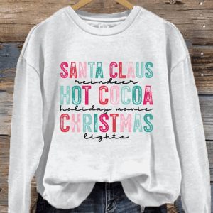 Womens Santa Claus Hot Cocoa Christmas Print Sweatshirt2