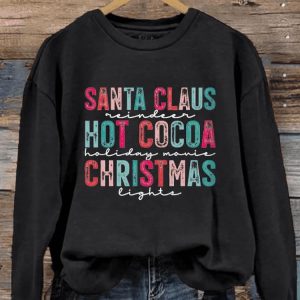 Womens Santa Claus Hot Cocoa Christmas Print Sweatshirt3