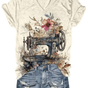 Women’s Sewing Machine Floral Print Shirt