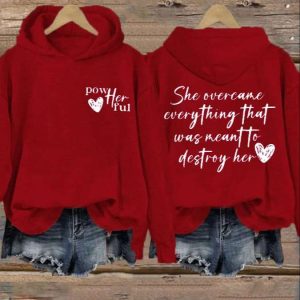 Womens She Overcame Everything That Was Meant To Destroy Her Printed Hoodie 3