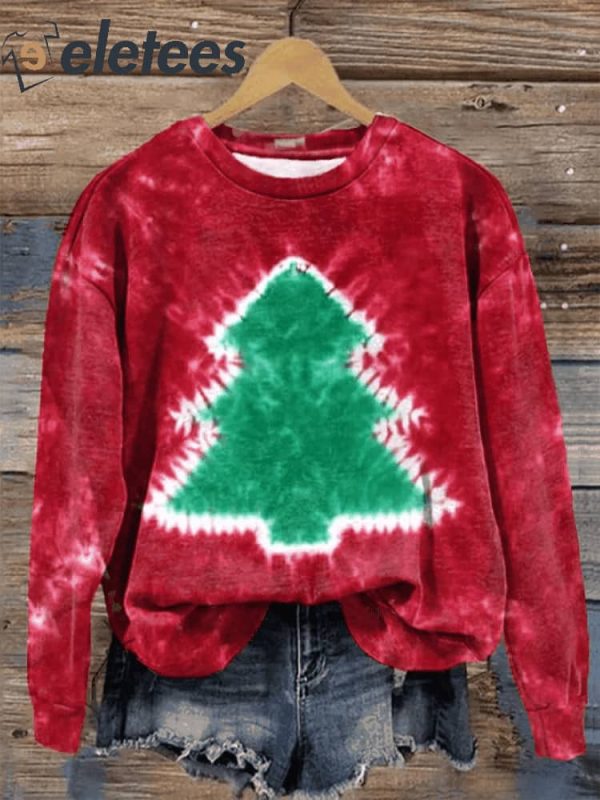 Women’s Tie-Dye Christmas Tree Sweatshirt
