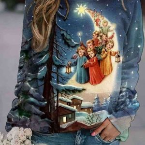 Women’s Vintage Christmas Print Casual Sweatshirt