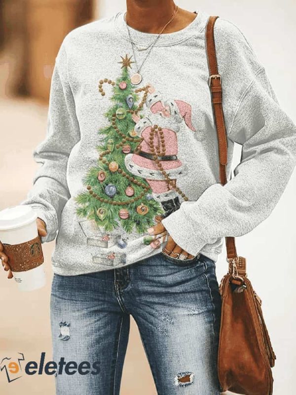 Women’s Vintage Christmas Santa Tree Sweatshirt