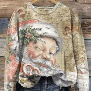 Women’s Vintage Santa Print Sweatshirt