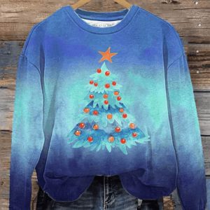 Women’s Watercolor Christmas Tree Sweater