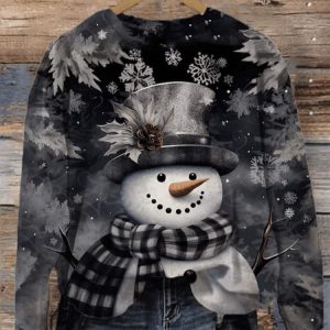 Women’s Winter Snowman Print Sweatshirt