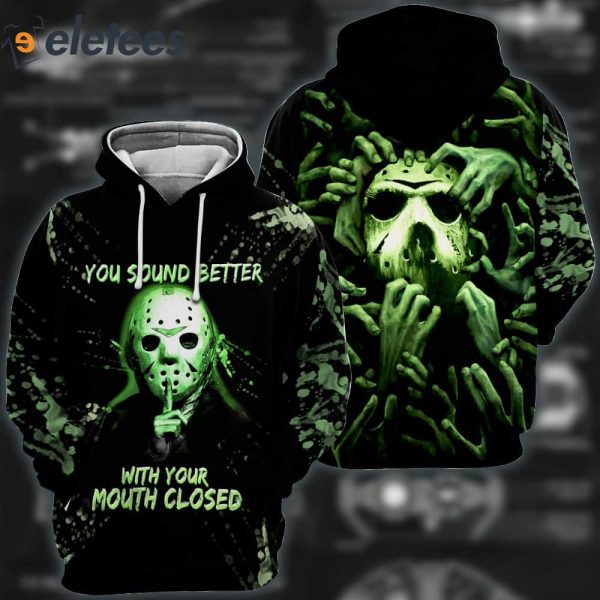 You Sound Better With Your Mouth Closed 3D All Over Printed Black And Green Shirt