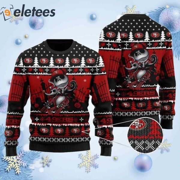 49ers Jack Skellington Halloween Knitted Ugly Christmas Sweater