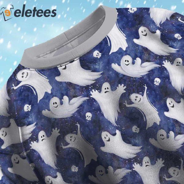 Adorable Ghostly Figures Ugly Christmas Sweater