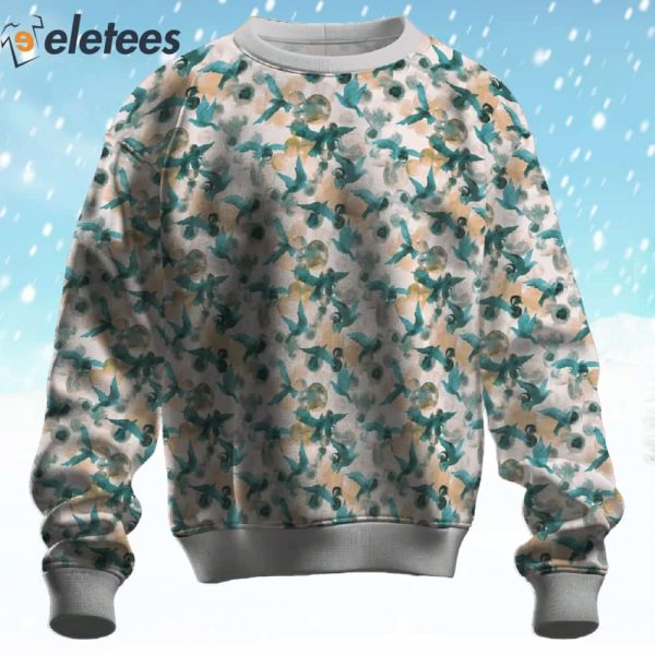 Aerial Watercolor Aviary Ugly Christmas Sweater