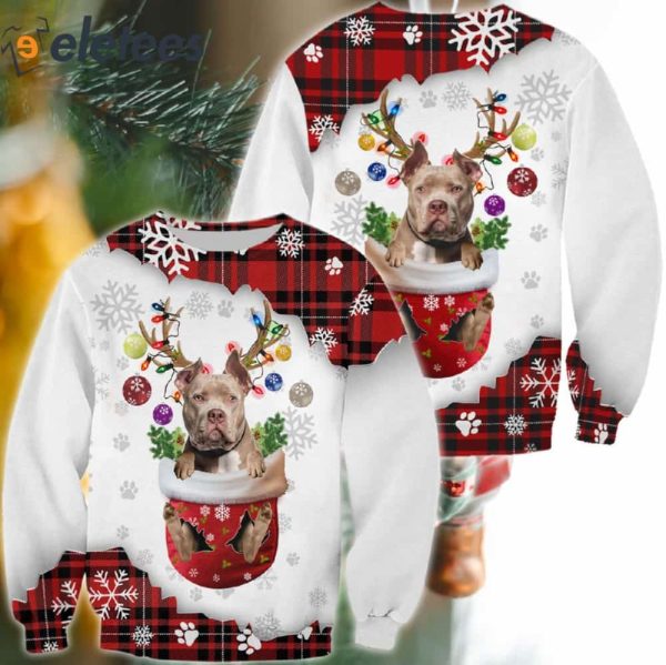 American Bully In Snow Pocket Merry Christmas 3D Shirt