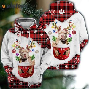 American Bully In Snow Pocket Merry Christmas 3D Shirt 3