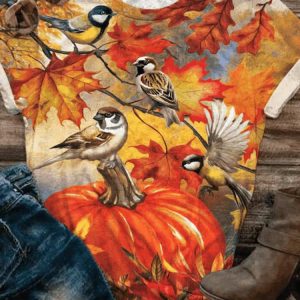 Autumn Birds Printed Shirt