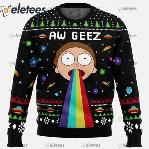 Aw Geez Rick and Morty Ugly Christmas Sweater