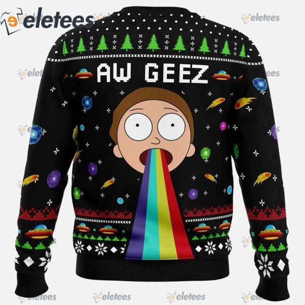 Aw Geez Rick and Morty Ugly Christmas Sweater