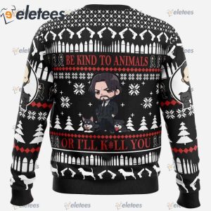 Be Kind to Animals John Wick Ugly Christmas Sweater1