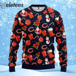 Bears Football Santa Snowman Ugly Christmas Sweater