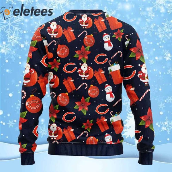 Bears Football Santa Snowman Ugly Christmas Sweater