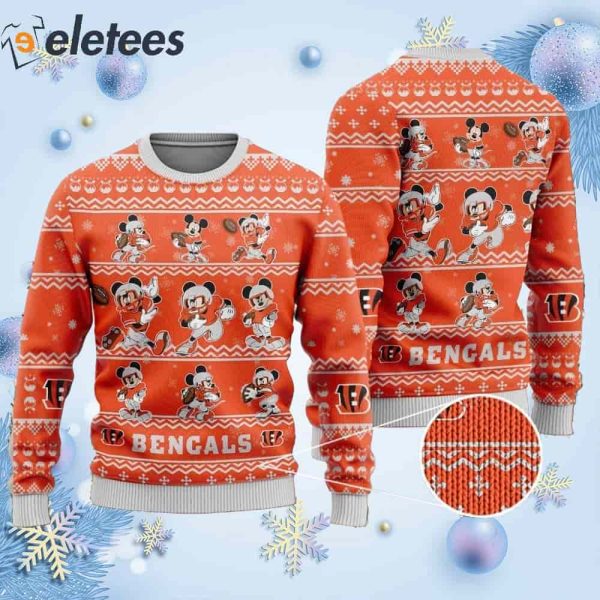 Bengals Mickey Mouse Knitted Ugly Christmas Sweater
