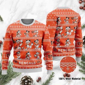 Bengals Mickey Mouse Knitted Ugly Christmas Sweater1