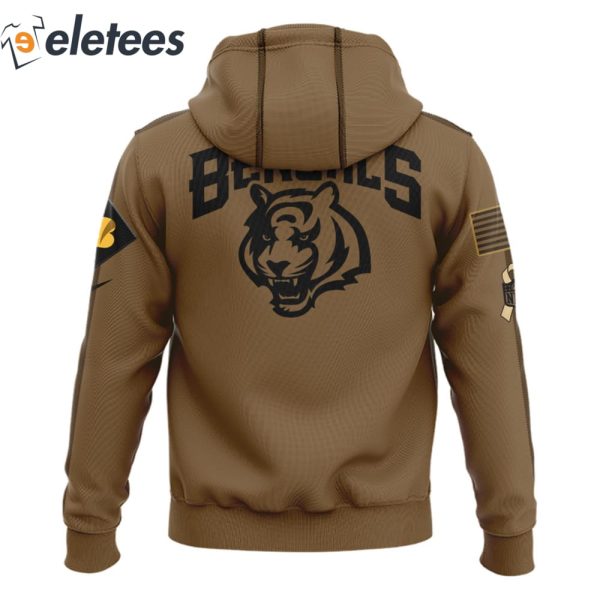 Bengals Salute To Service Veterans Day Brown Hoodie