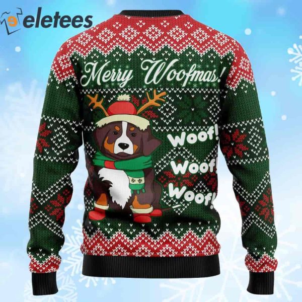 Bernese Mountain Dog Merry Woofmas Ugly Christmas Sweater