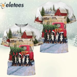 Bernese Mountain Dogs Wearing Christmas 3D Full Print Shirt
