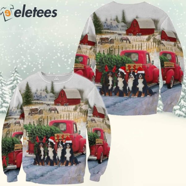 Bernese Mountain Dogs Wearing Christmas 3D Full Print Shirt