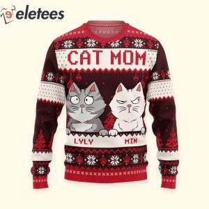 Best Cat Mom Ever Custom Name Ugly Christmas Sweater1