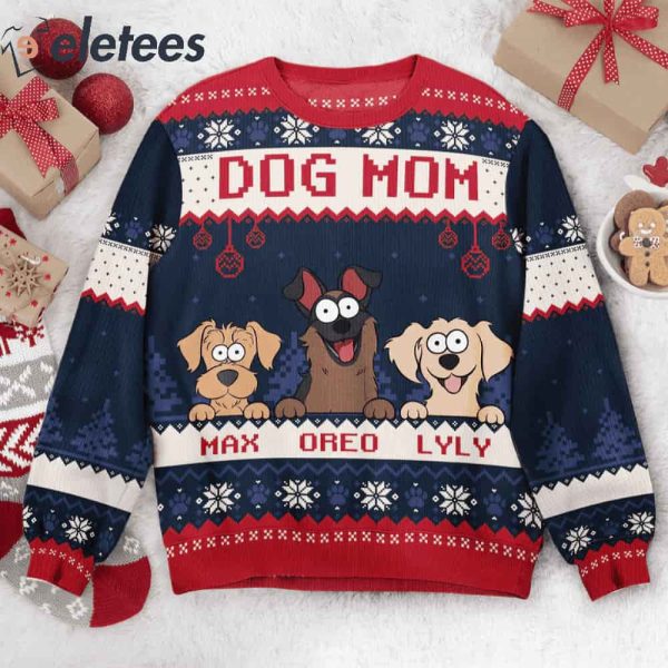 Best Dog Mom Ever Custom Name Ugly Christmas Sweater