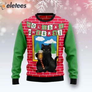 Black Cat Beer Holiday Cheer Ugly Christmas Sweater