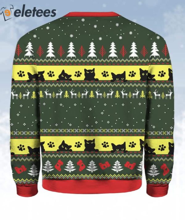 Black Cat Christmas Tree Holiday Ugly Christmas Sweater