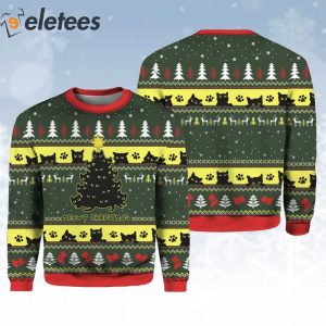 Black Cat Christmas Tree Ugly Christmas Sweater 3