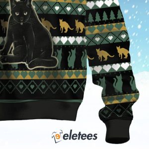 Black Cat Exhale Ugly Christmas Sweater 3