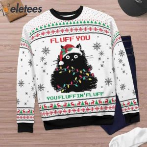 Black Cat Fluff You Ugly Christmas Sweater