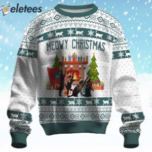 Black Cat Meowy Christmas Ugly Sweater