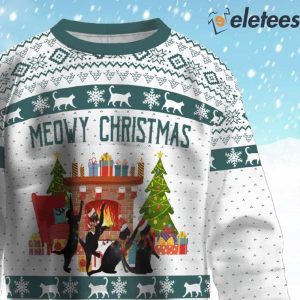 Black Cat Meowy Christmas Ugly Sweater 2