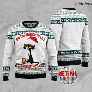 Black Cat Naughty List Ugly Christmas Sweater 1