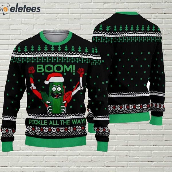 Boom Rick And Morty Pickle Ugly Christmas Sweater