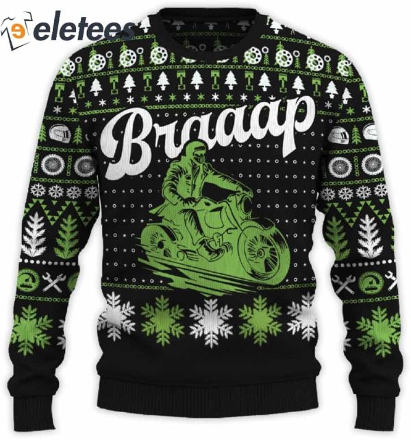 Braaap Cruiser Motorcycle Ugly Christmas Sweater