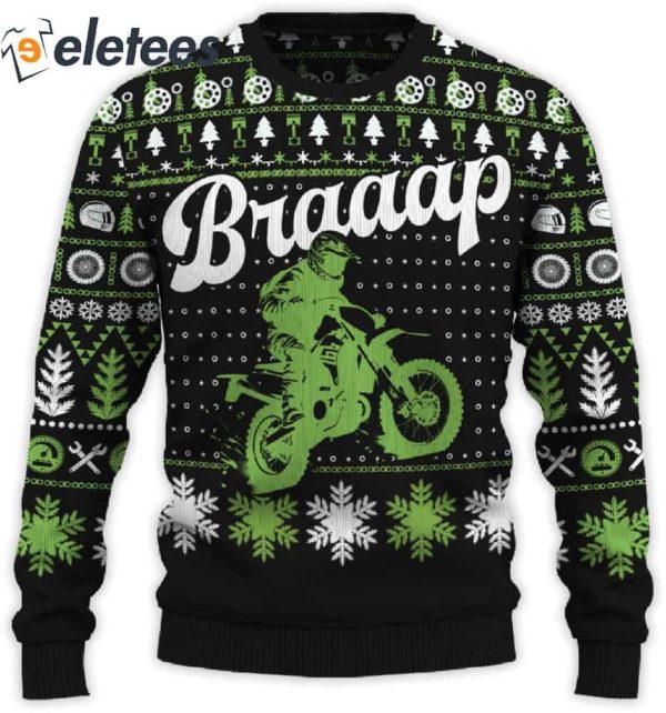 Braaap Dual Sport Motorcycle Ugly Christmas Sweater