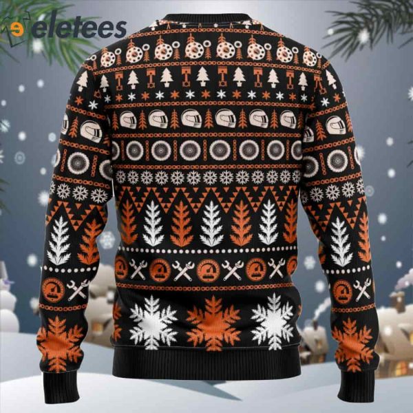 Braaap Moto Orange Version Ugly Christmas Sweater