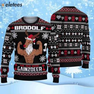 Brodolf The Red Nose Gainzdeer Gym Ugly Christmas Sweater
