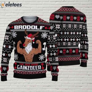 Brodolf The Red Nose Gainzdeer Gym Ugly Christmas Sweater 2