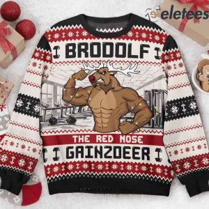 Brodolf The Red Nose Xmas Gainzdeer Gymer Fitness Christmas Ugly Sweater
