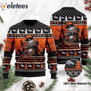 Broncos Jack Skellington Halloween Knitted Ugly Christmas Sweater1